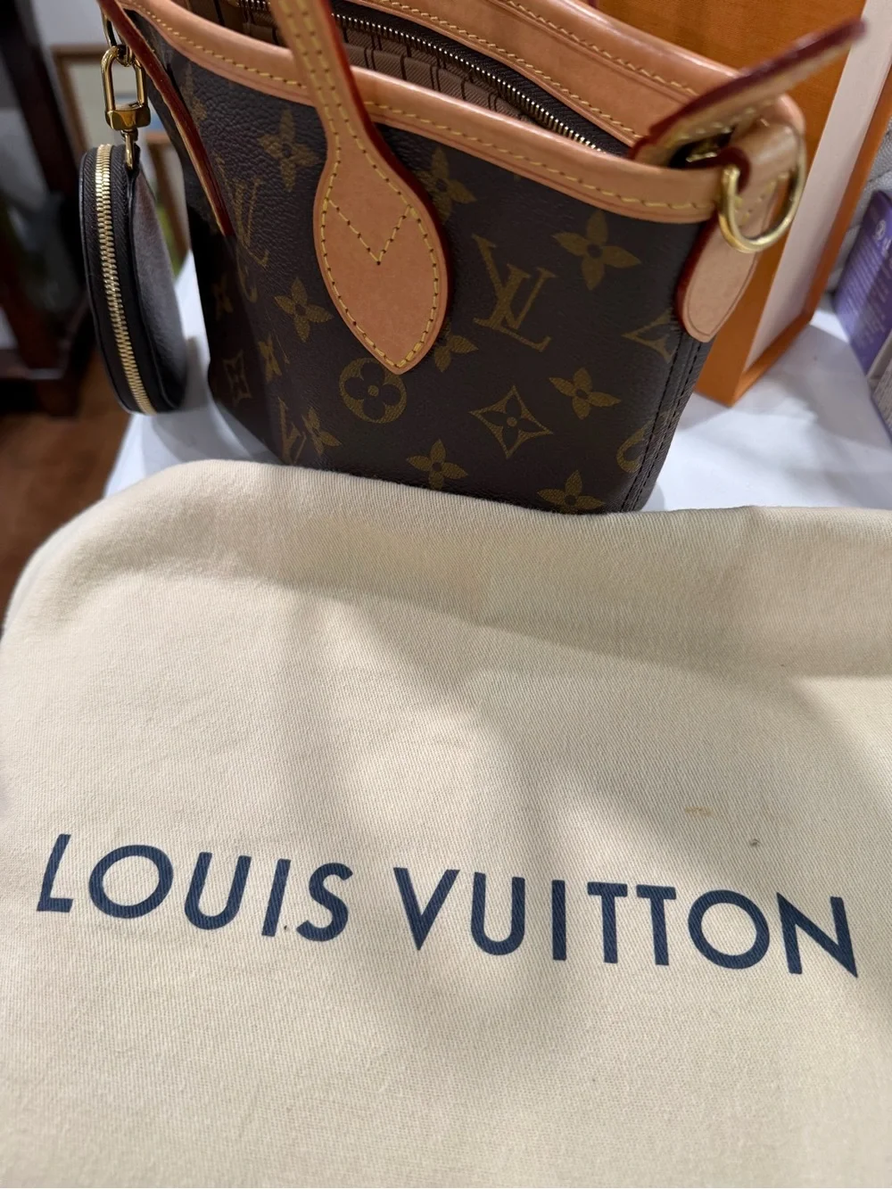 Louis Vuitton Neverful BB in Brown with Tan Trim